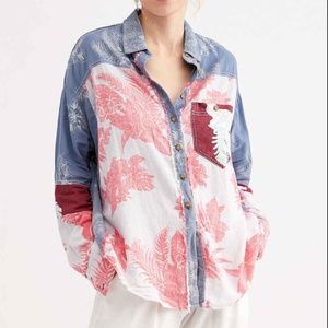 Free People Chasing Waves Patchwork Button Down